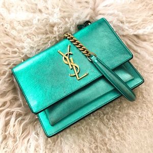 YSL Metallic Green Sunset Bag